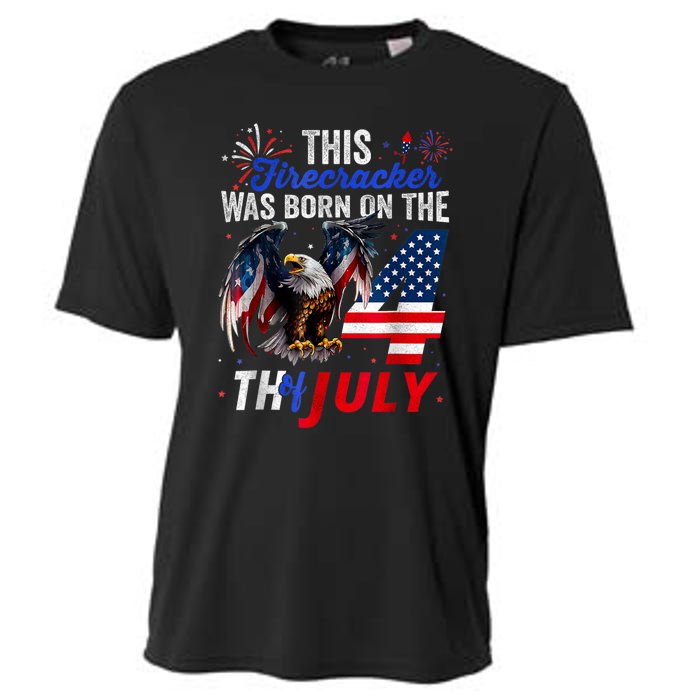 This Firecracker Was Born On The Fourth Of July Birthday Cooling Performance Crew T-Shirt