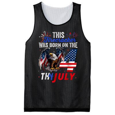 This Firecracker Was Born On The Fourth Of July Birthday Mesh Reversible Basketball Jersey Tank