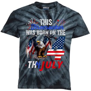 This Firecracker Was Born On The Fourth Of July Birthday Kids Tie-Dye T-Shirt