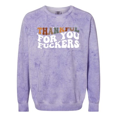 Thankful For You Fuckers Retro Vintage Colorblast Crewneck Sweatshirt