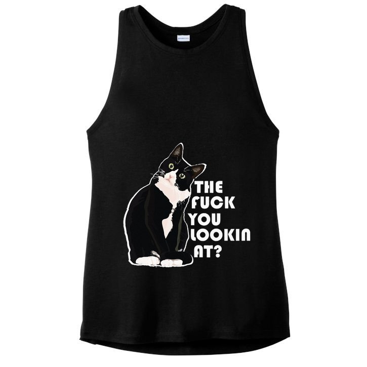 The Fuck You Lookin At Funny Vulgar Gift For Cat Lovers Ladies PosiCharge Tri-Blend Wicking Tank