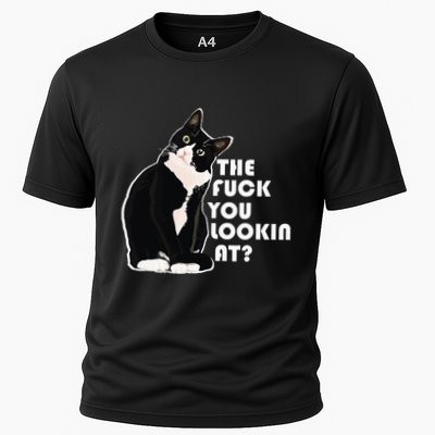The Fuck You Lookin At Funny Vulgar Gift For Cat Lovers Performance Shirt