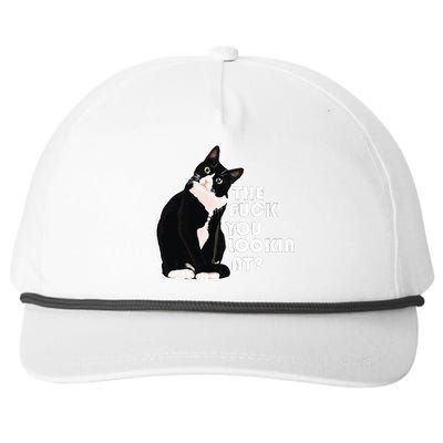 The Fuck You Lookin At Funny Vulgar Gift For Cat Lovers Snapback Five-Panel Rope Hat