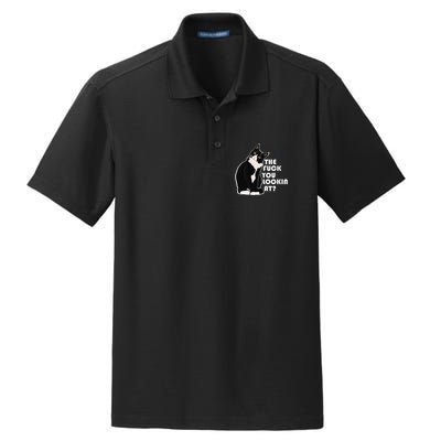 The Fuck You Lookin At Funny Vulgar Gift For Cat Lovers Dry Zone Grid Polo