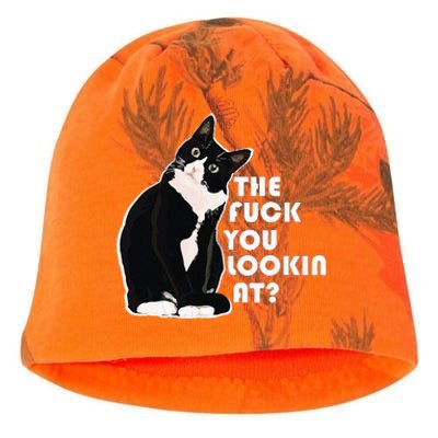 The Fuck You Lookin At Funny Vulgar Gift For Cat Lovers Kati - Camo Knit Beanie