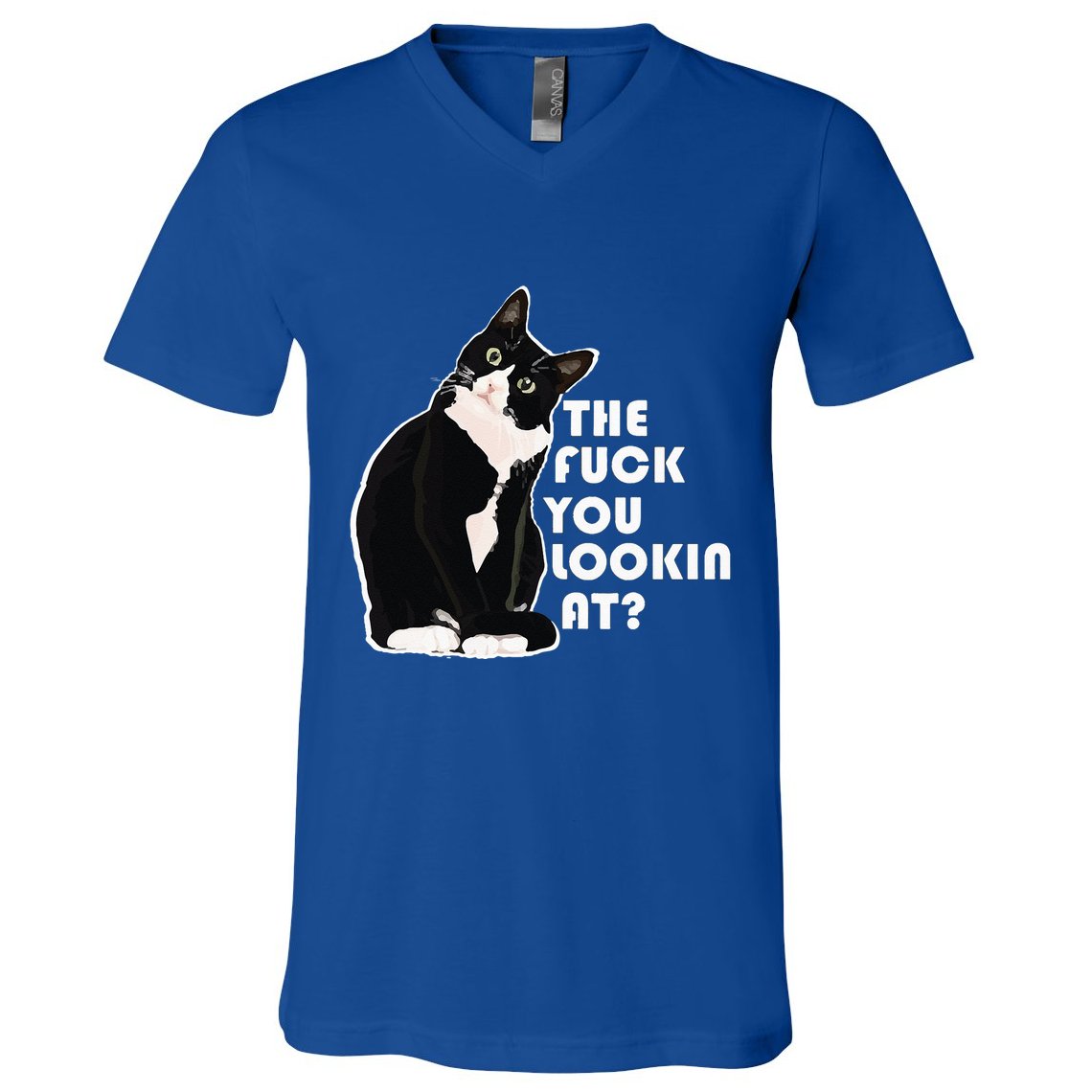 The Fuck You Lookin At Funny Vulgar Gift For Cat Lovers V-Neck T-Shirt