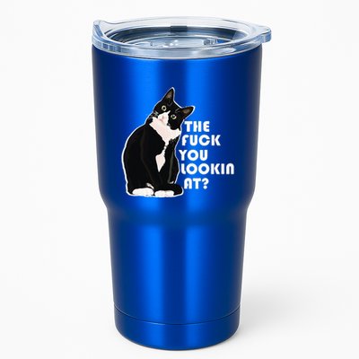 The Fuck You Lookin At Funny Vulgar Gift For Cat Lovers Tumbler