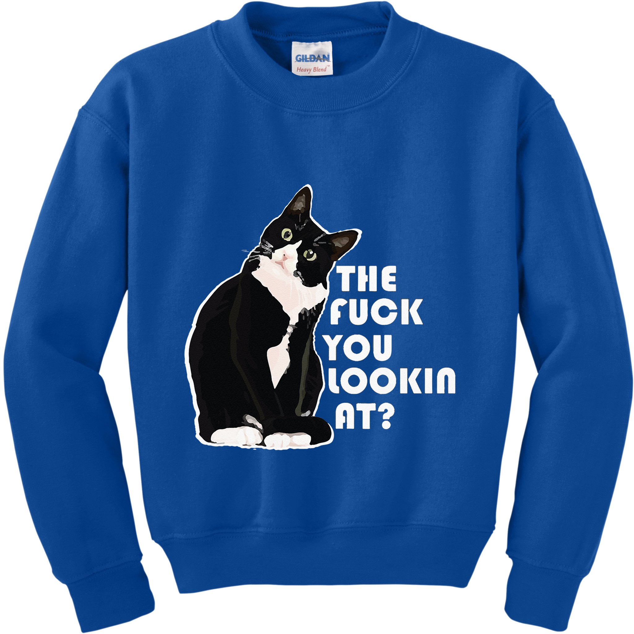 The Fuck You Lookin At Funny Vulgar Gift For Cat Lovers Kids Sweatshirt