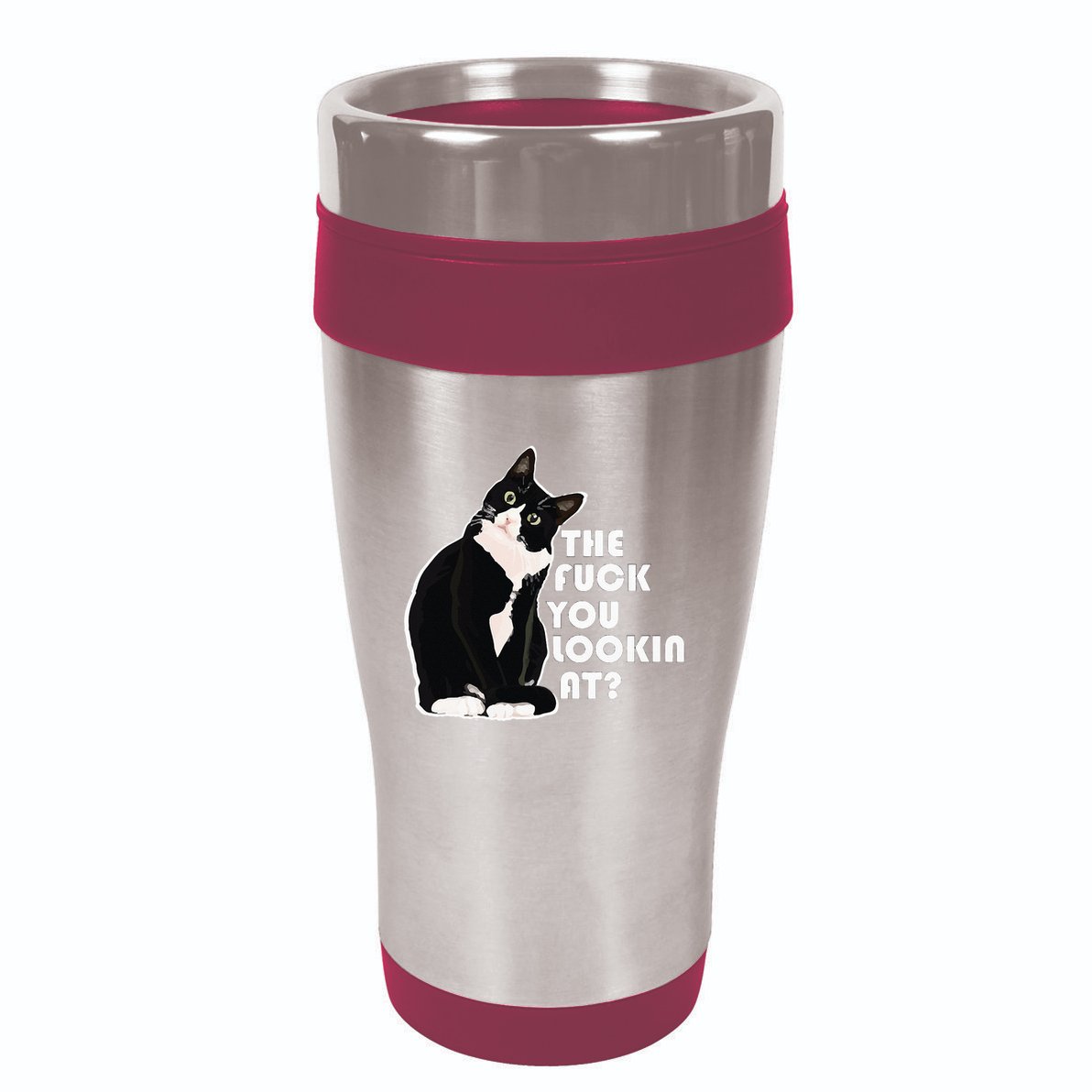 The Fuck You Lookin At Funny Vulgar Gift For Cat Lovers 16oz Travel Tumbler