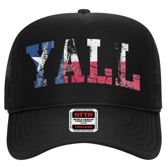 Texas Flag YAll Texan High Crown Mesh Back Trucker Hat