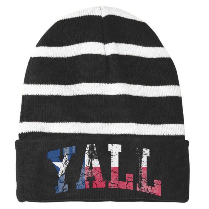 Texas Flag YAll Texan Striped Beanie with Solid Band