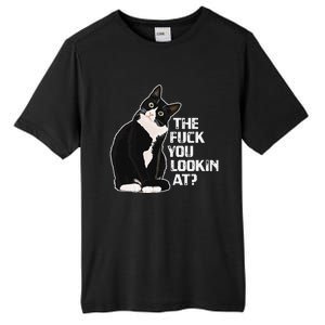 The Fuck You Lookin At Funny Vulgar Novelty For Cat Lovers Tall Fusion ChromaSoft Performance T-Shirt