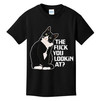 The Fuck You Lookin At Funny Vulgar Novelty For Cat Lovers Kids T-Shirt