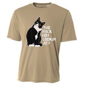 The Fuck You Lookin At Funny Vulgar Novelty For Cat Lovers Cooling Performance Crew T-Shirt