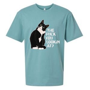 The Fuck You Lookin At Funny Vulgar Novelty For Cat Lovers Sueded Cloud Jersey T-Shirt