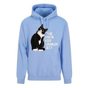 The Fuck You Lookin At Funny Vulgar Novelty For Cat Lovers Unisex Surf Hoodie