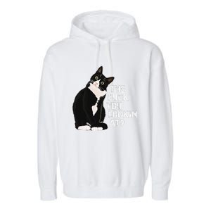 The Fuck You Lookin At Funny Vulgar Novelty For Cat Lovers Garment-Dyed Fleece Hoodie