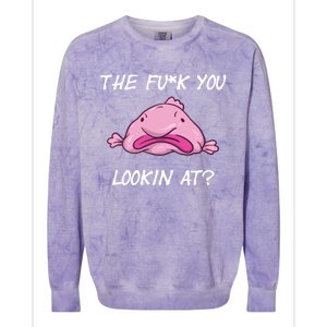 The Fuck You Looking At Funny Blobfish Deep Sea Fish Funny Gift Colorblast Crewneck Sweatshirt