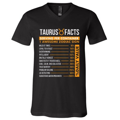 Taurus Facts Zodiac Sign Astrology Symbol Horoscope V-Neck T-Shirt