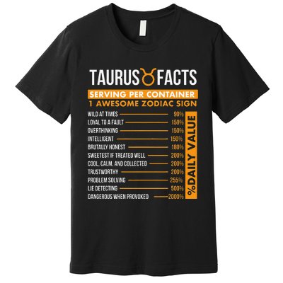 Taurus Facts Zodiac Sign Astrology Symbol Horoscope Premium T-Shirt