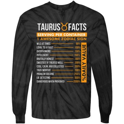 Taurus Facts Zodiac Sign Astrology Symbol Horoscope Tie-Dye Long Sleeve Shirt