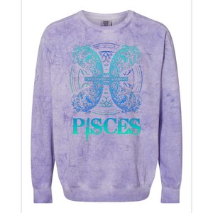 Two Fish Zodiac Sign Symbol Horoscope Pisces Colorblast Crewneck Sweatshirt