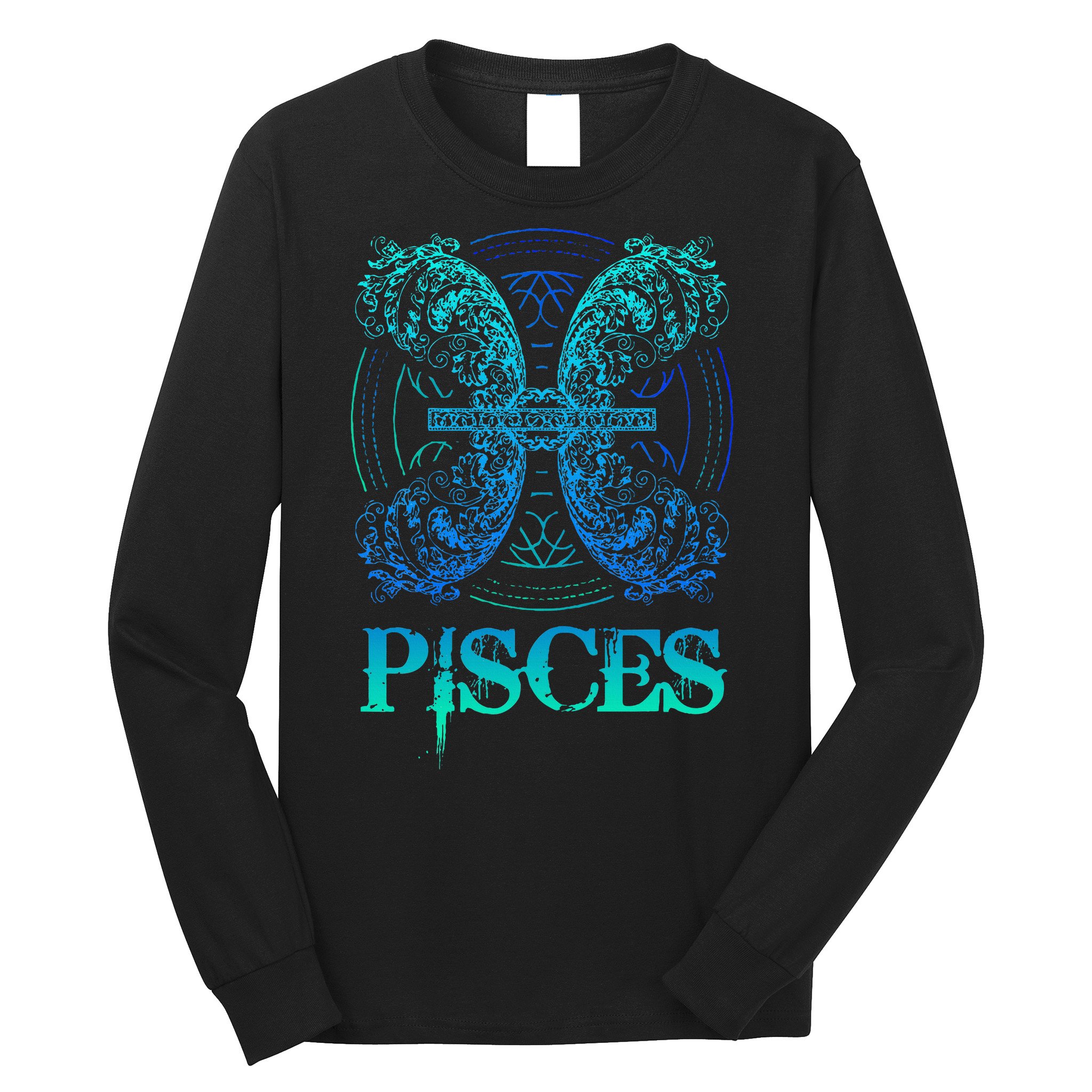 Two Fish Zodiac Sign Symbol Horoscope Pisces Long Sleeve Shirt