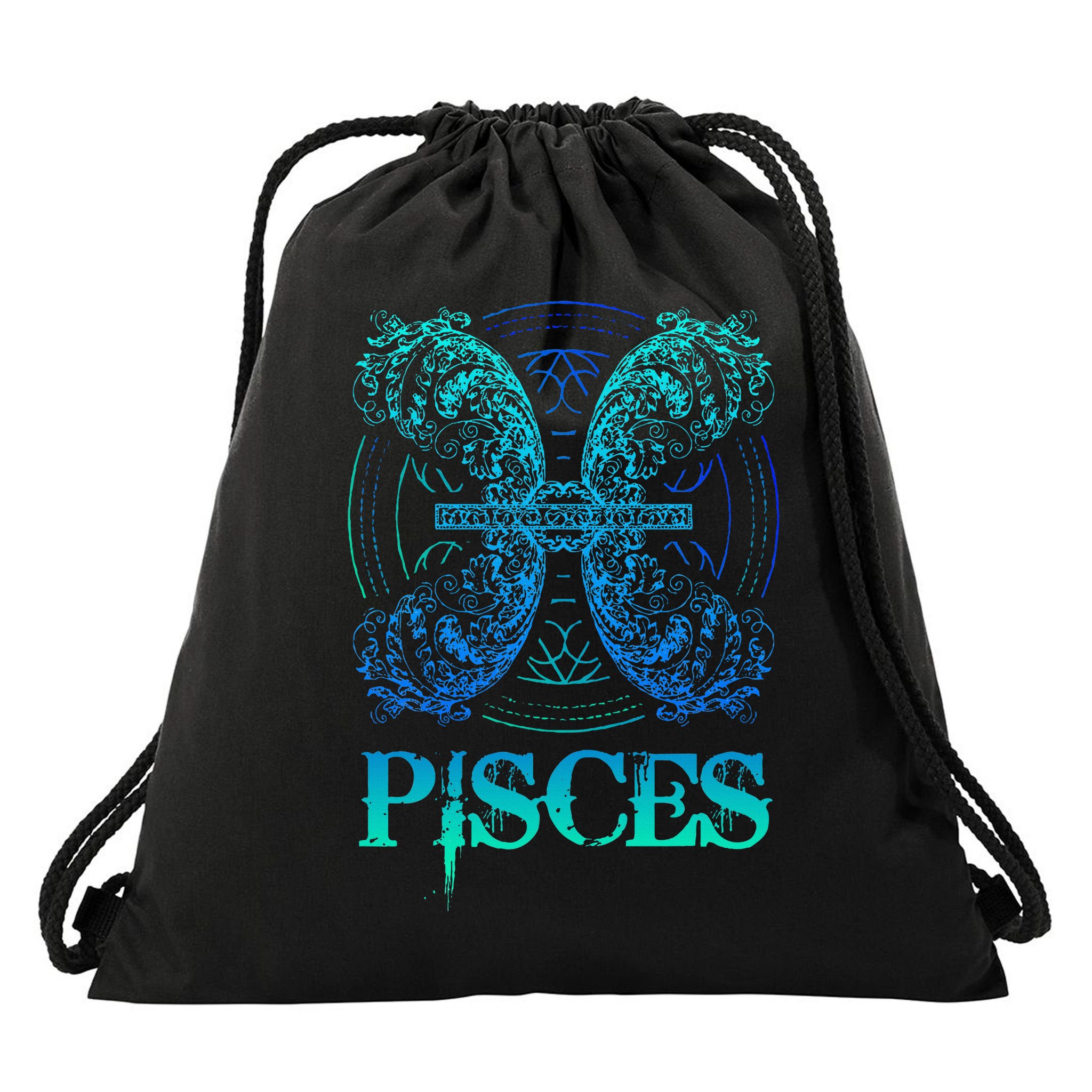 Two Fish Zodiac Sign Symbol Horoscope Pisces Drawstring Bag