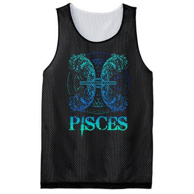 Two Fish Zodiac Sign Symbol Horoscope Pisces Mesh Reversible Basketball Jersey Tank