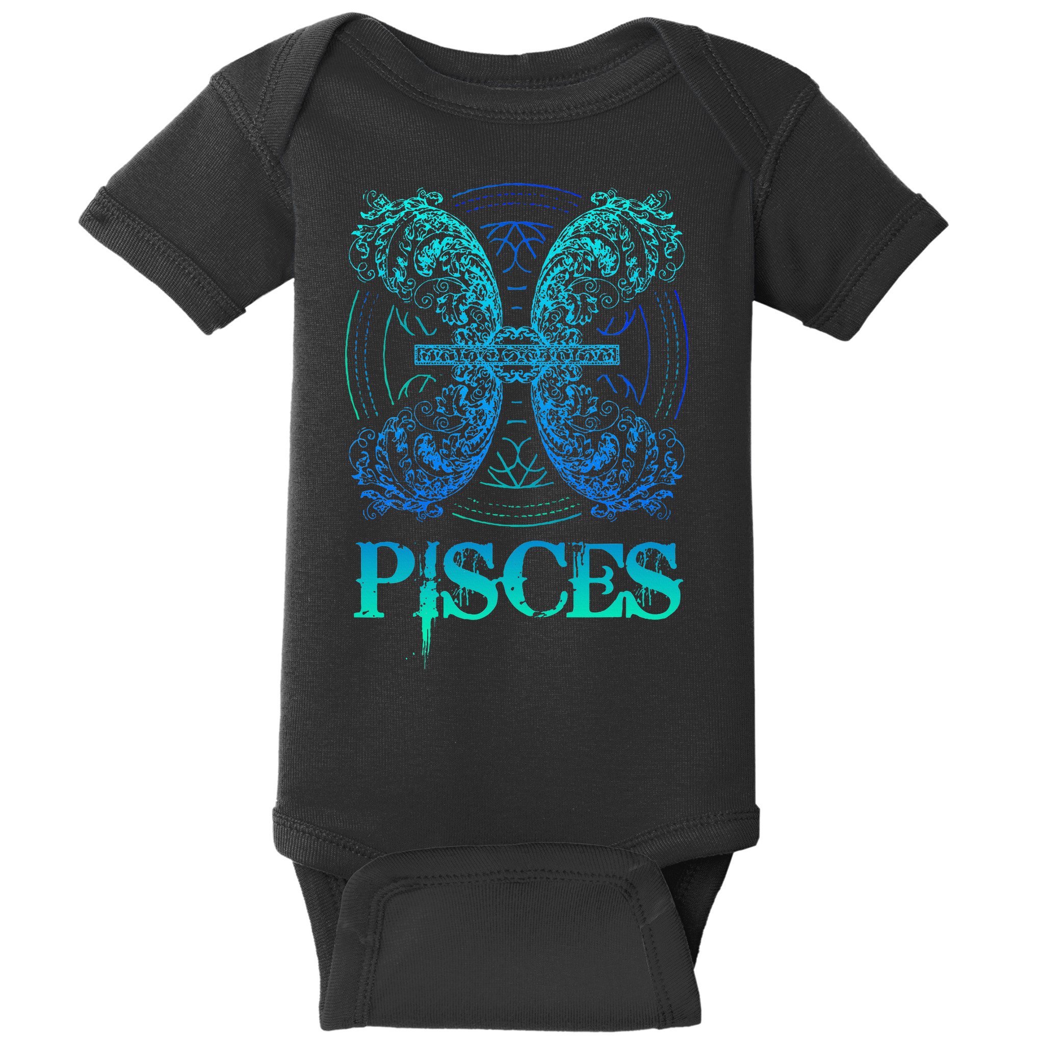 Two Fish Zodiac Sign Symbol Horoscope Pisces Baby Bodysuit