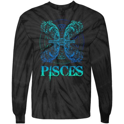 Two Fish Zodiac Sign Symbol Horoscope Pisces Tie-Dye Long Sleeve Shirt