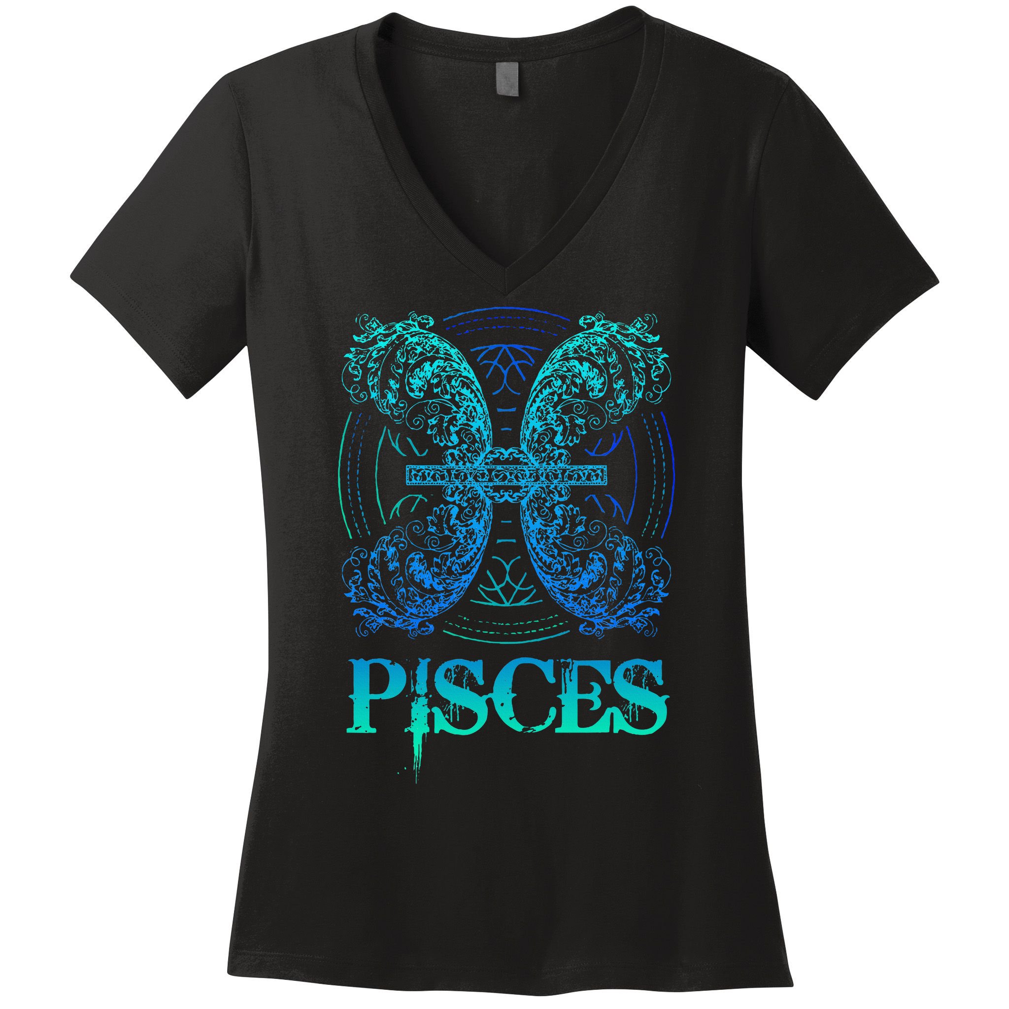 Two Fish Zodiac Sign Symbol Horoscope Pisces Women's V-Neck T-Shirt