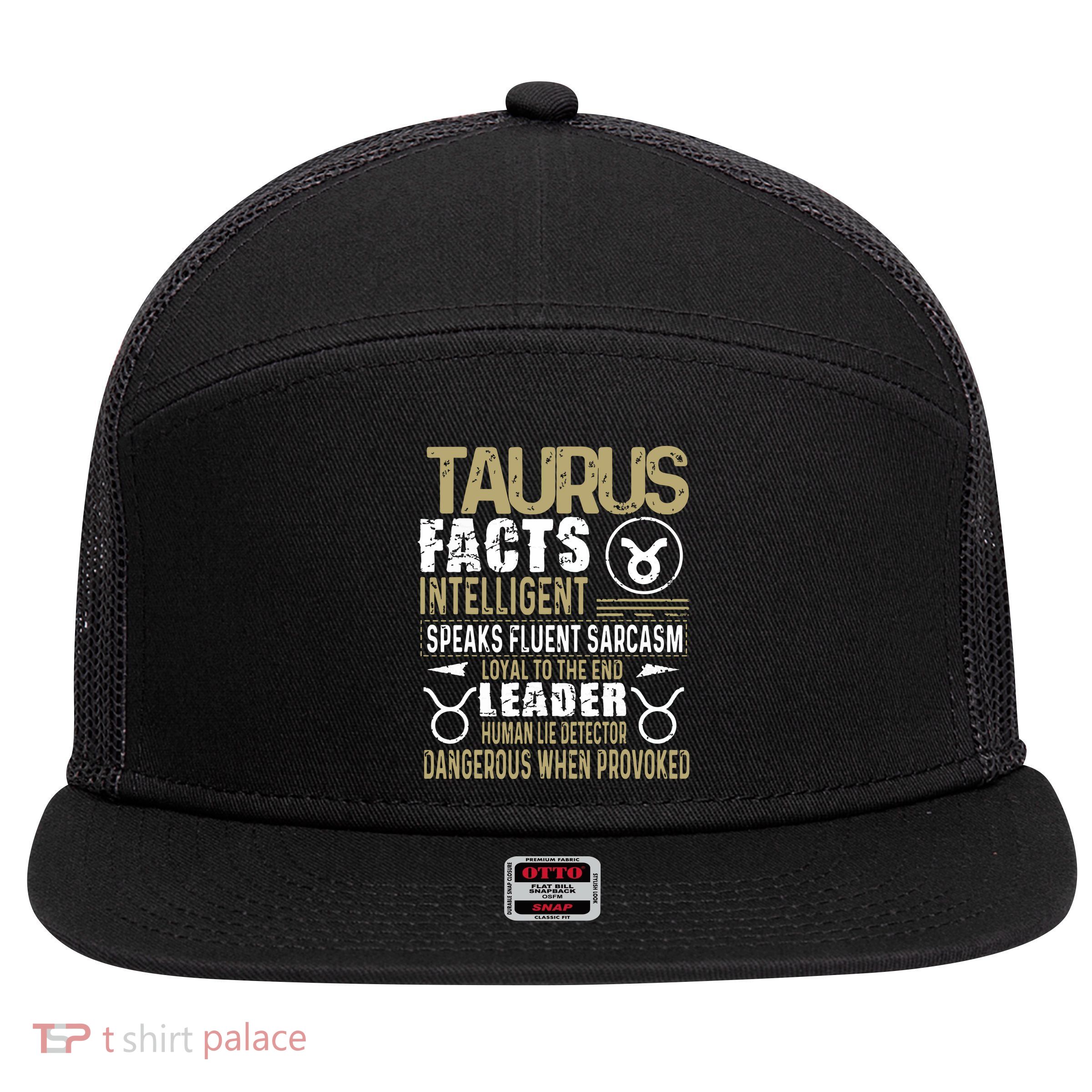TAURUS Facts Zodiac Sign Birthday Gift April May 7 Panel Mesh Trucker Snapback Hat