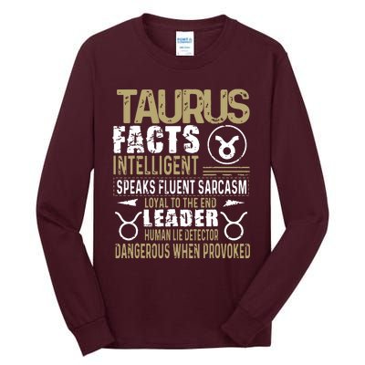 TAURUS Facts Zodiac Sign Birthday Gift April May Tall Long Sleeve T-Shirt