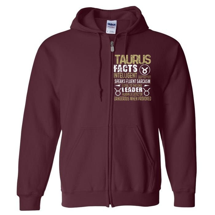 TAURUS Facts Zodiac Sign Birthday Gift April May Full Zip Hoodie