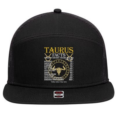 Taurus Facts Zodiac Sign 7 Panel Mesh Trucker Snapback Hat