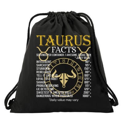 Taurus Facts Zodiac Sign Drawstring Bag