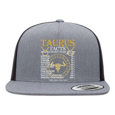 Taurus Facts Zodiac Sign Flat Bill Trucker Hat