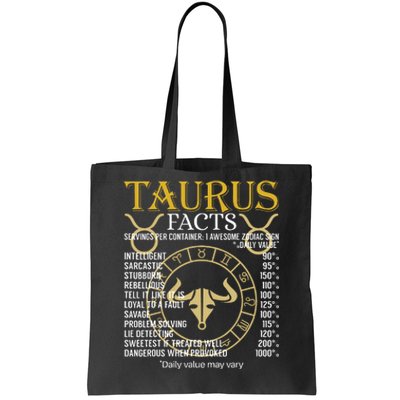 Taurus Facts Zodiac Sign Tote Bag