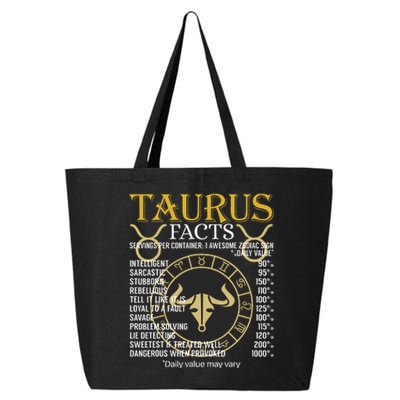 Taurus Facts Zodiac Sign 25L Jumbo Tote