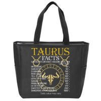 Taurus Facts Zodiac Sign Zip Tote Bag