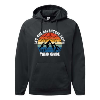 Third Grade 1st Day Of School Let The Adventure Begin Performance Fleece Hoodie