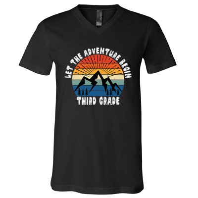 Third Grade 1st Day Of School Let The Adventure Begin V-Neck T-Shirt