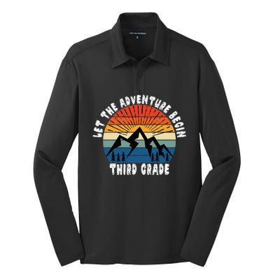 Third Grade 1st Day Of School Let The Adventure Begin Silk Touch Performance Long Sleeve Polo