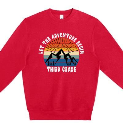 Third Grade 1st Day Of School Let The Adventure Begin Premium Crewneck Sweatshirt