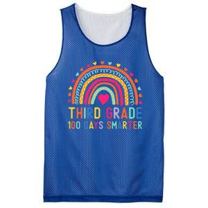 Third Grade 100 Days Smarter Rainbow 100th Day Of School Great Gift Mesh Reversible Basketball Jersey Tank