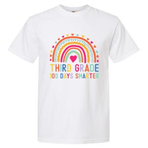 Third Grade 100 Days Smarter Rainbow 100th Day Of School Great Gift Garment-Dyed Heavyweight T-Shirt