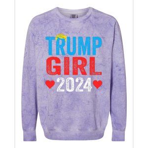 Trump Girl 2024 S Cute Trump Flag Colorblast Crewneck Sweatshirt