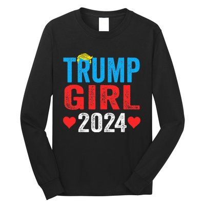 Trump Girl 2024 S Cute Trump Flag Long Sleeve Shirt