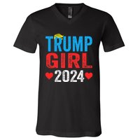 Trump Girl 2024 S Cute Trump Flag V-Neck T-Shirt